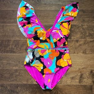 Trina Turk Gemini Ruffle Malliot one piece swimsuit